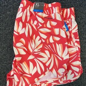 Columbia Red Leaf Print Shorts
